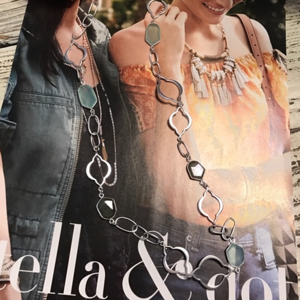 Stella & Dot | SILVER Artisan Labradorite+Aqua Amazonite Arabesque LinkN… - Picture 3 of 12